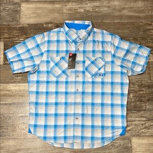 Under Armour NEW Men's Blue and White Checkered Shirt Size Large